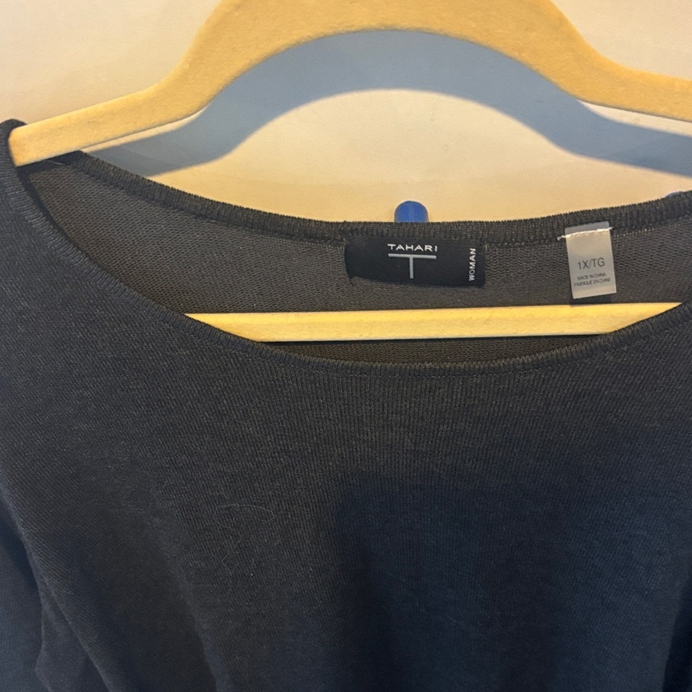 Tahari Charcoal Knit Top